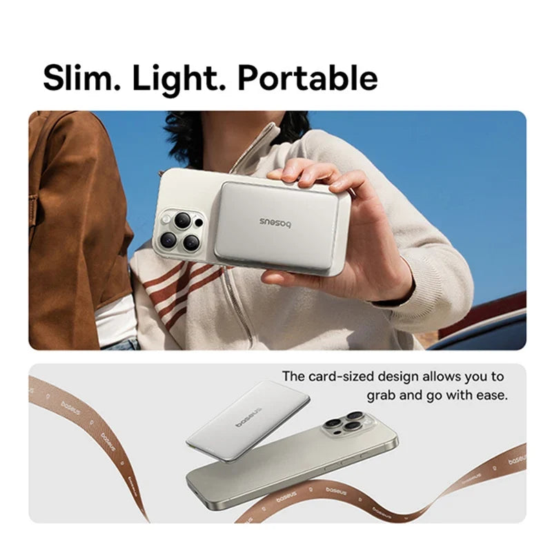 Card-Sized 10000mAh PD 27W & 5000mAh PD 20W Cordless Charging 2026 – Ultra-Slim Magnetic Power Bank
