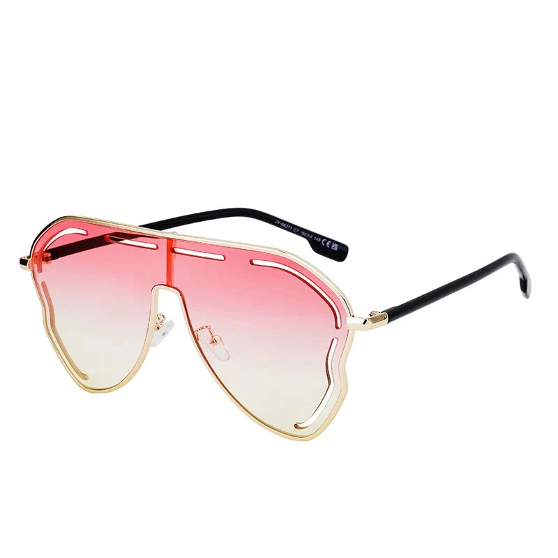 Pilot Oversized Punk Sunglasses Women Big Frame 2025 Hollow Shades for Ladies