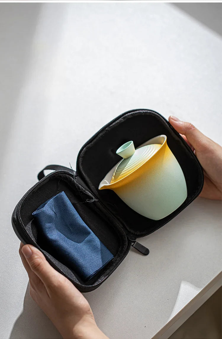 Travel-Friendly Ceramic Travel Tea Kit With Case Gift Kit