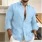 Lightweight Linen Beach Shirt for Men, Breathable Summer Casual Wear, Relaxed Fit, Available in White, Light Blue, Beige-4