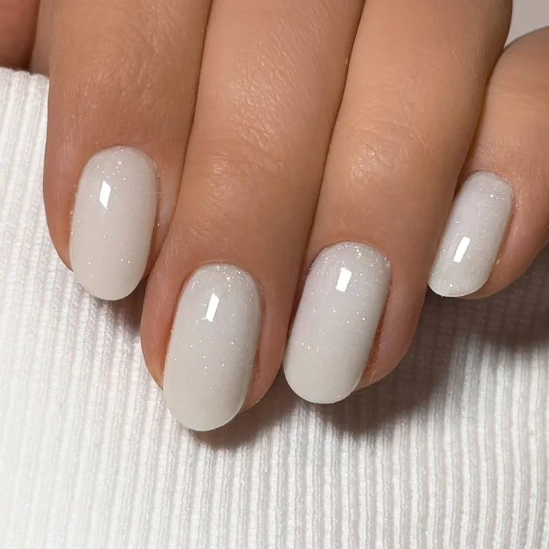 Press On Nails Short Square White Minimalist False Nail Tips Kit Spring 2026 Reusable