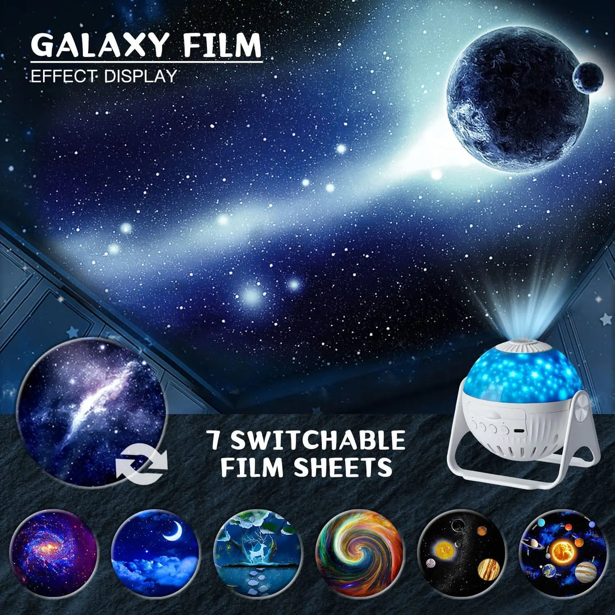 Planetarium Galaxy Night Light Projector - 360° Flexible Star Sky Lamp for Kids
