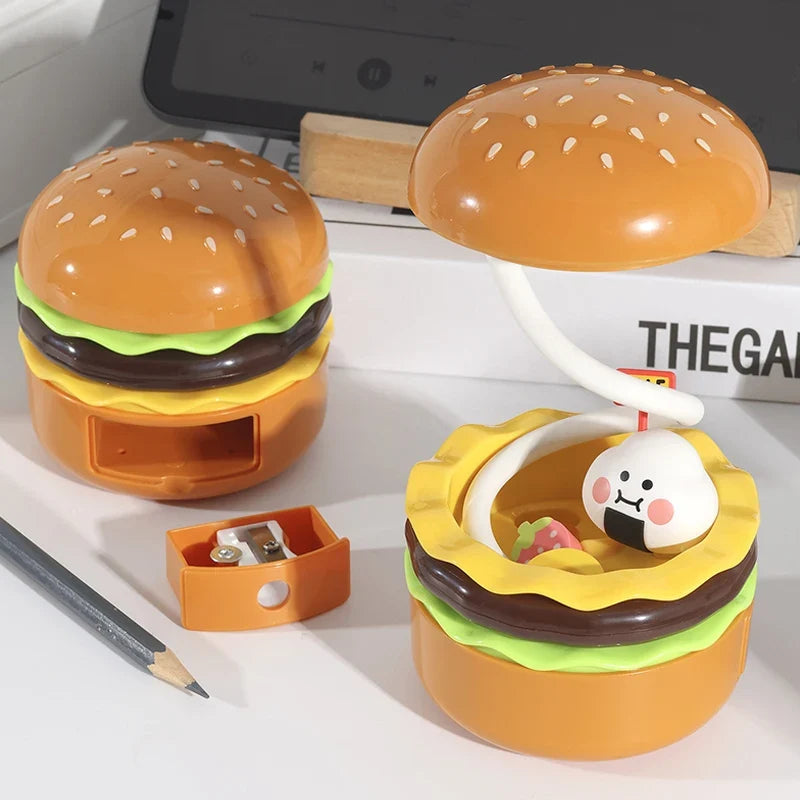 Light Night Desk Lamp With Pencil Sharpener Hamburger LED Reading Lamp Back To School 2026 Gift