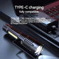 High Power LED Flashlight - TYPE-C Battery-Powered Torch for Camping and Hiking, Water-Resistant with Side Light