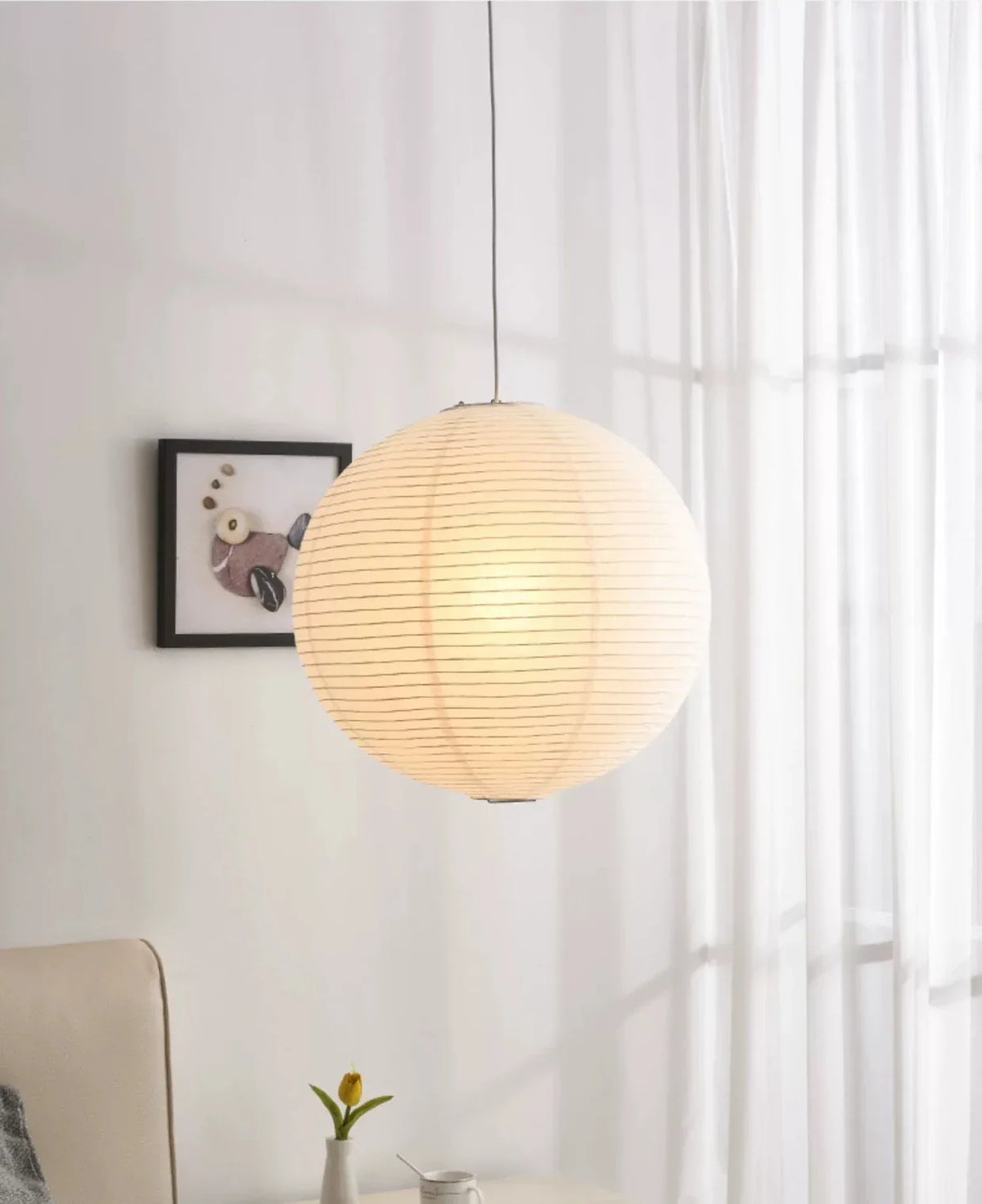 Wabi Japandi Sabi Round Pendant Light E27 LED Hanging Cozy Lamp