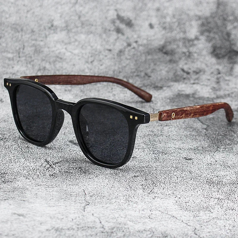 for Sunglasses Men Women Retro Wood Grain Polarized UV Protection Outdoor Shades