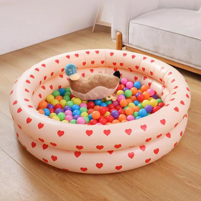 Inflatable Baby Swimming Pool, Foldable Outdoor Paddling Pool in Sturdy PVC, Safe Plush Bottom for Kids Fun
