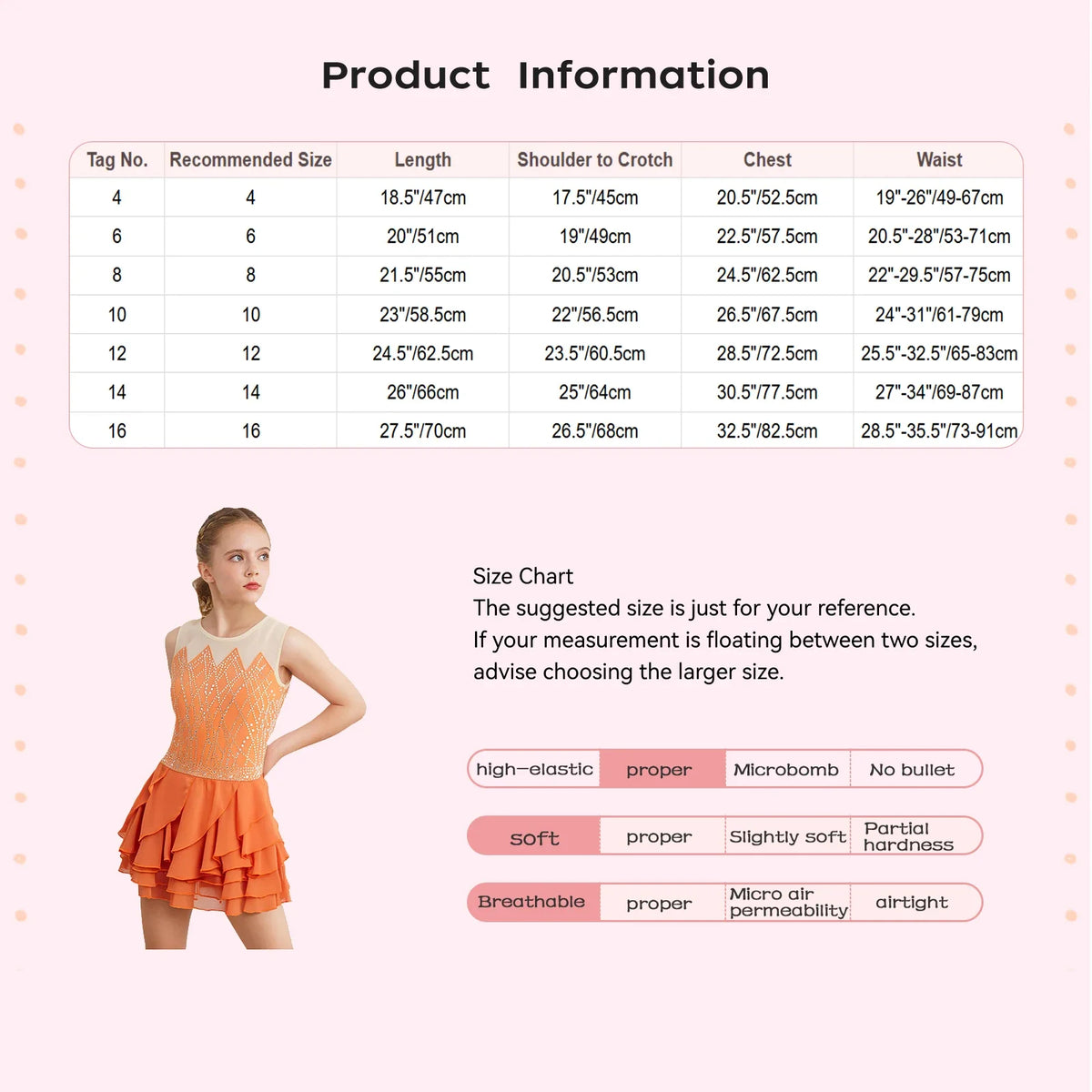 Light Girls' Leotard - Rhinestone Embellished, Mesh Skirt, Polyester/Nylon/Elastane, For Ballet, Gymnastics