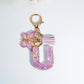 Letter Sequin Keychain With Butterfly Tassel Charm