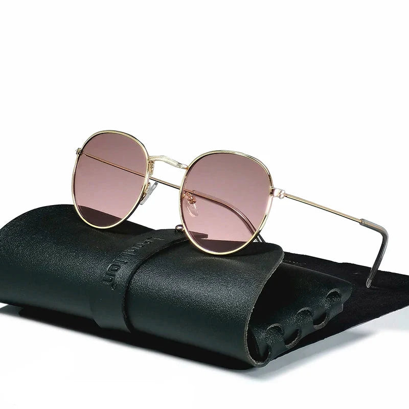 Round Retro Sunglasses for Men/Women Deluxe UV400 Metal Vintage Eyewear No Leather Case