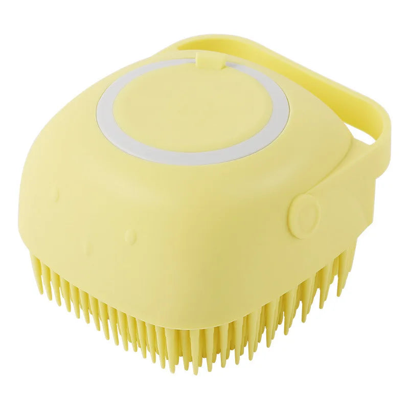 Dog Silicone Grooming Massage Gloves - Pet Bath Brush with Shampoo Dispensing Feature