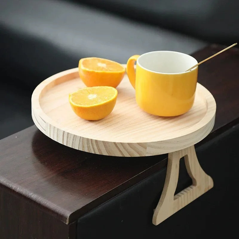 Bamboo Sofa Arm Tray Travel-Friendly Couch Armrest Snack Holder