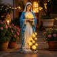 Mary Virgin Statue 7.87 Inch Outdoor Resin Garden Decor With Lighting Roses Religious Figurine Mother's Day Gift