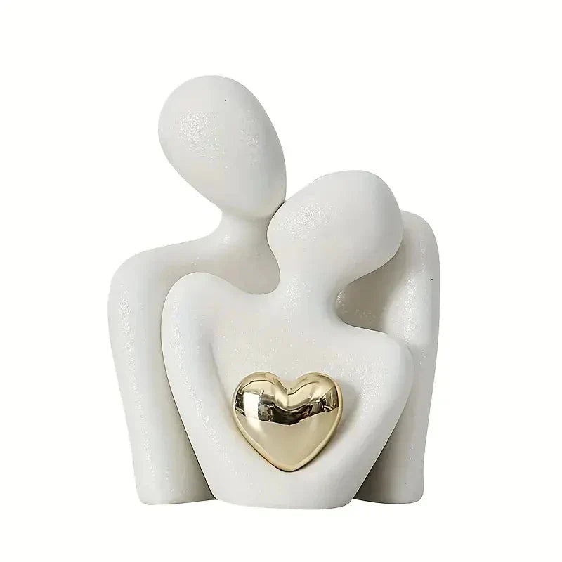 Embrace Love Statue White Plastic Romantic Figurine, Valentines Day Gift 2026 Cozy Bedroom Decor