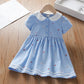 Light girls’ dress - polo collar, knee-length, cotton-elastane, for summer wear