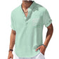 Variant image for Men's Summer Shirt, Breathable Cotton and Linen Blend with Henry Collar, Lightweight and Casual Fit-1