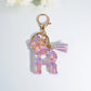 Letter Sequin Keychain With Butterfly Tassel Charm