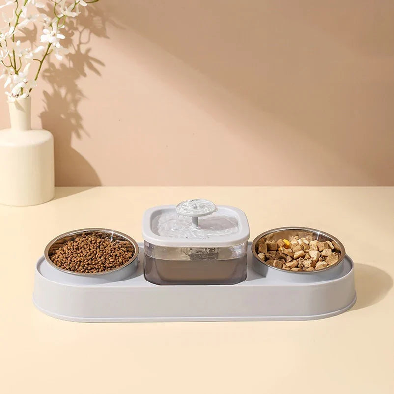 Automatic Pet Feeder 200ml Portion Double Bowl Stainless Steel Food And Water Station Fall 2025 Anti Slip Simple Clean