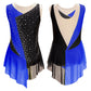 girls' Stretchy leotard - rhinestone mesh yoke, sleeveless, polyester, nylon, elastane, for lyrical dance performance