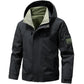 Water-Resistant Relaxed Men's Jacket - Hooded Polyester, Camping