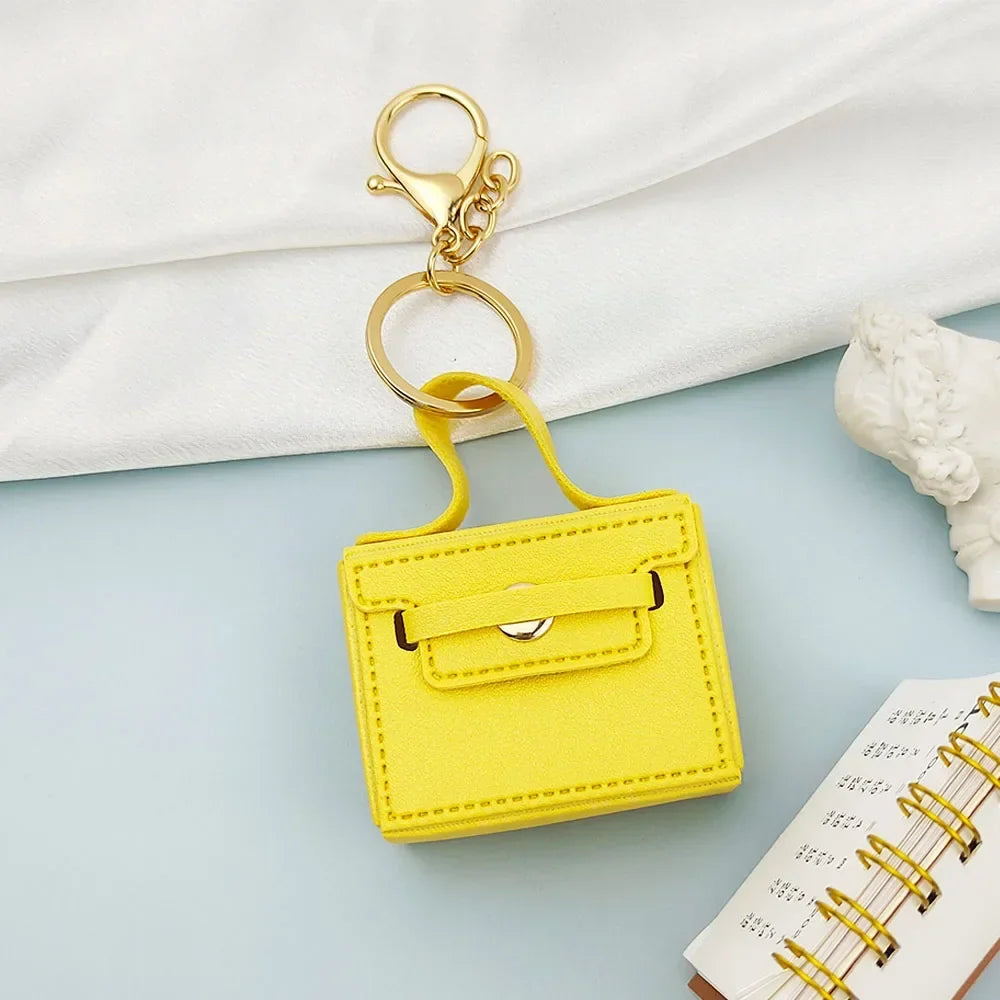 Free 1+1 Birkin Inspired Mini Hand Bag - Solid Color PU Leather Coin Bag Keychain Charm