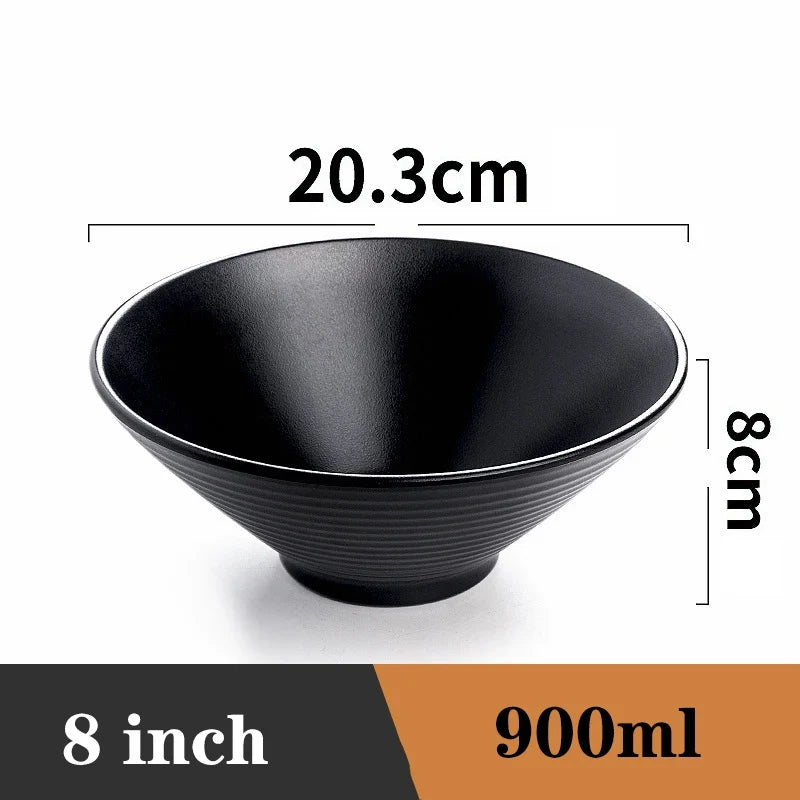 Bowl Ramen Black Plastic Japanese Style Noodle Bowl