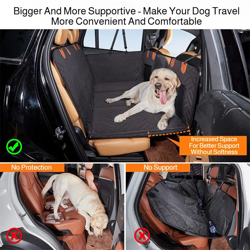 Water-Resistant Pet Car Seat Cover - Anti-Slip Scratch-Proof Hammock Back Seat Protector for Dogs