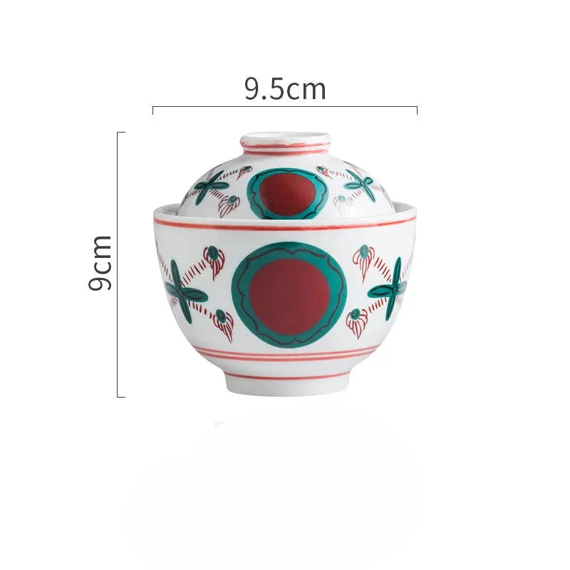 Hand Painted Japanese Ceramic Lidded Dessert Bowls Kit