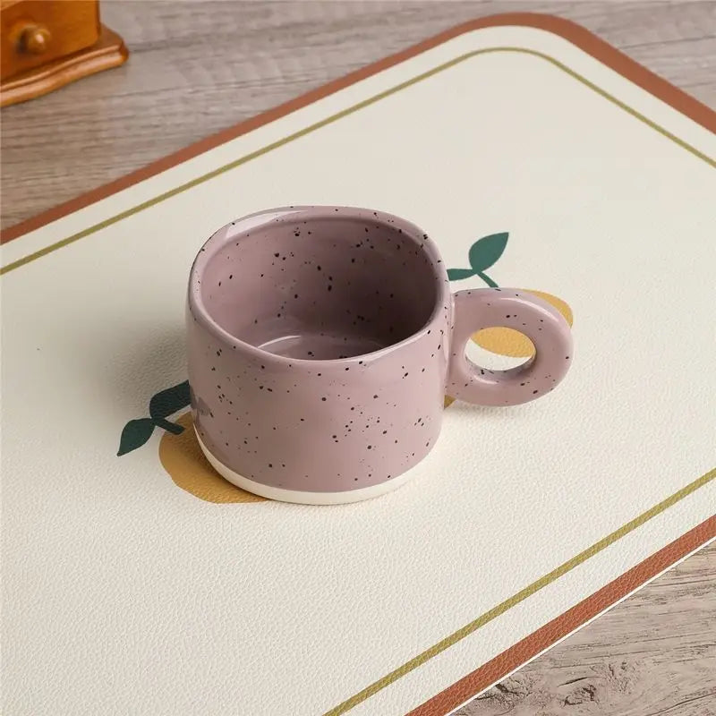 Ceramic Mug 300ml Porcelain Ring Handle Speckled Handmade Contemporary Coffee Cup Fall 2025 Cozy Gift