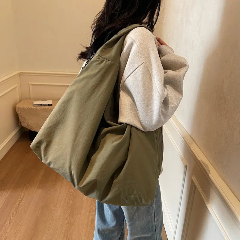 Light Multi-Use Women Shoulder Bag - Slouchy Nylon