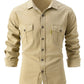 and Autumn Winter Men's Long Sleeve Shirt - Casual Stretch Cotton Linen Fashion Business Wear