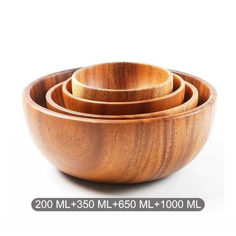 Wooden Acacia Bowl Japanese Style Salad Bowl Ramadan