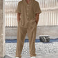 Elegant Men's Shirt and Pants Set, Lightweight Breathable Fabric, Tailored Fit for Versatile Style-1