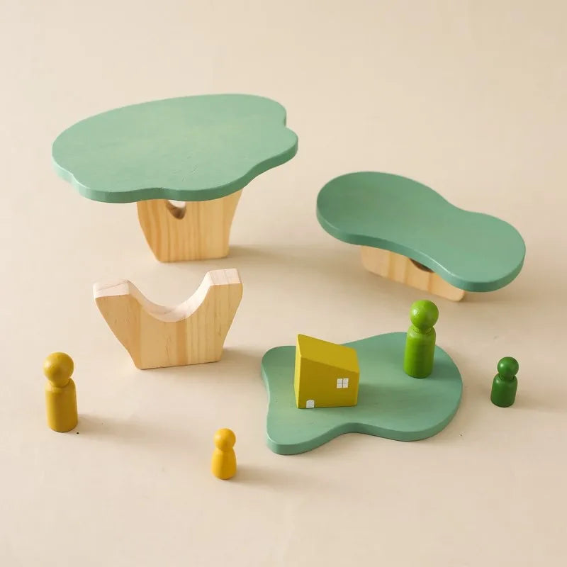 Stacking Montessori Toy Wooden Tree Block Stacker Kids Educational Fall 2025 Fine Motor Skills