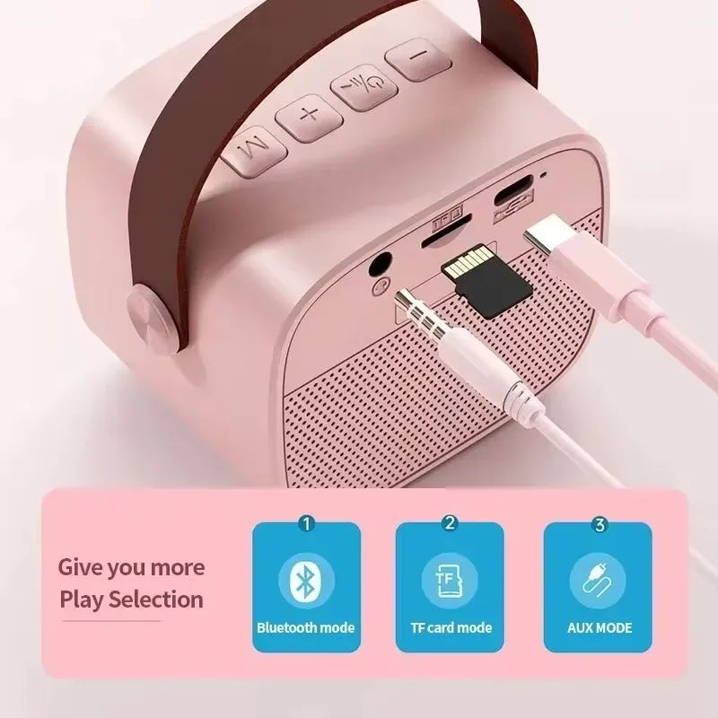 Karaoke2025 Edition Machine Travel-Friendly Cordless Dual Microphones Bluetooth Speaker DSP System for Kids Party Gift TikTok Viral