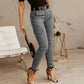 Stylish Women's Cargo Jeans with Pockets, Comfortable Stretch Fabric, Modern Fit, Available in Armed Green, Navy Blue, Gray-5