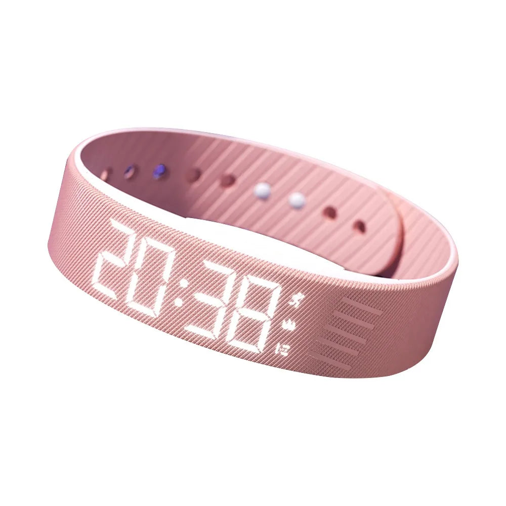 LED Digital Alarm Clock Bracelet Wristband Pedometer Water-Resistant Vibrating Alarm Summer 2026 Gift