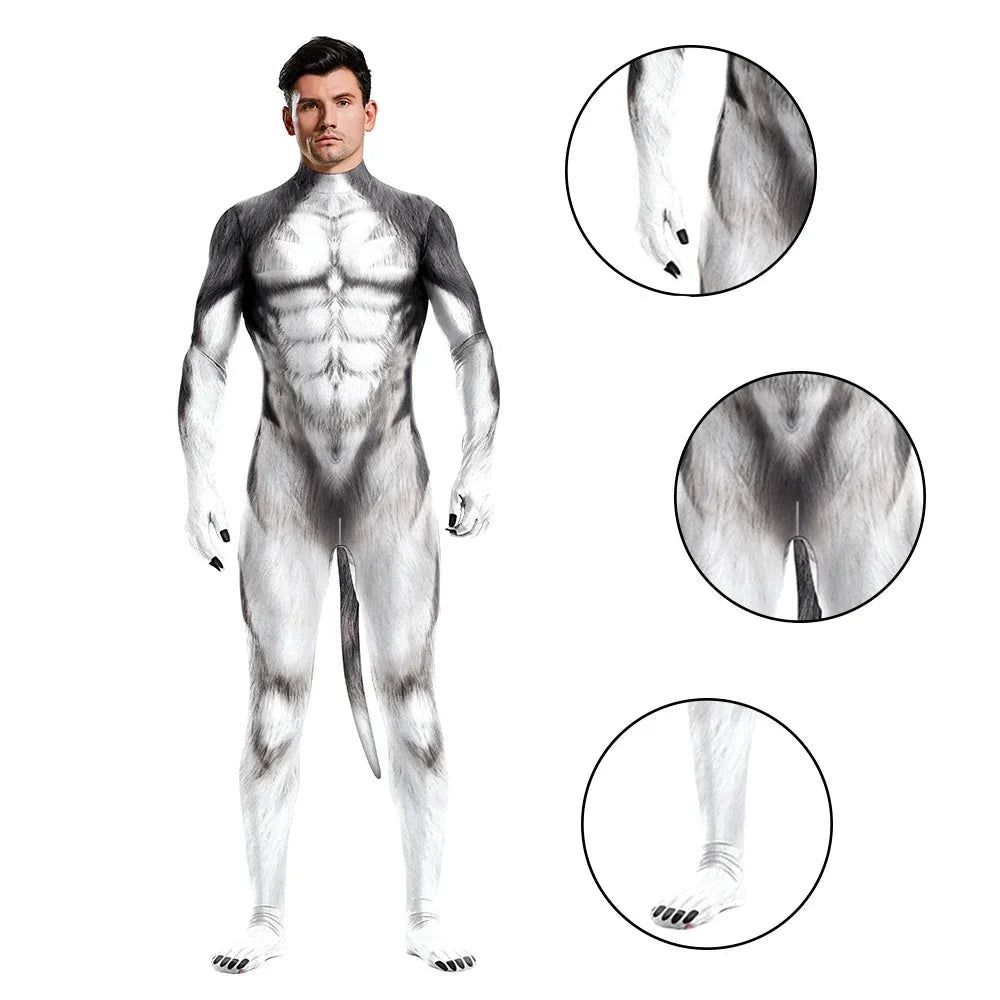 Costume Husky Bodysuit Unisex Couple Halloween Party