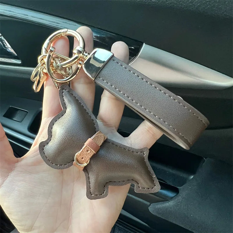 Dog Leather Keychain Car Charm Bag Hanging Accessory