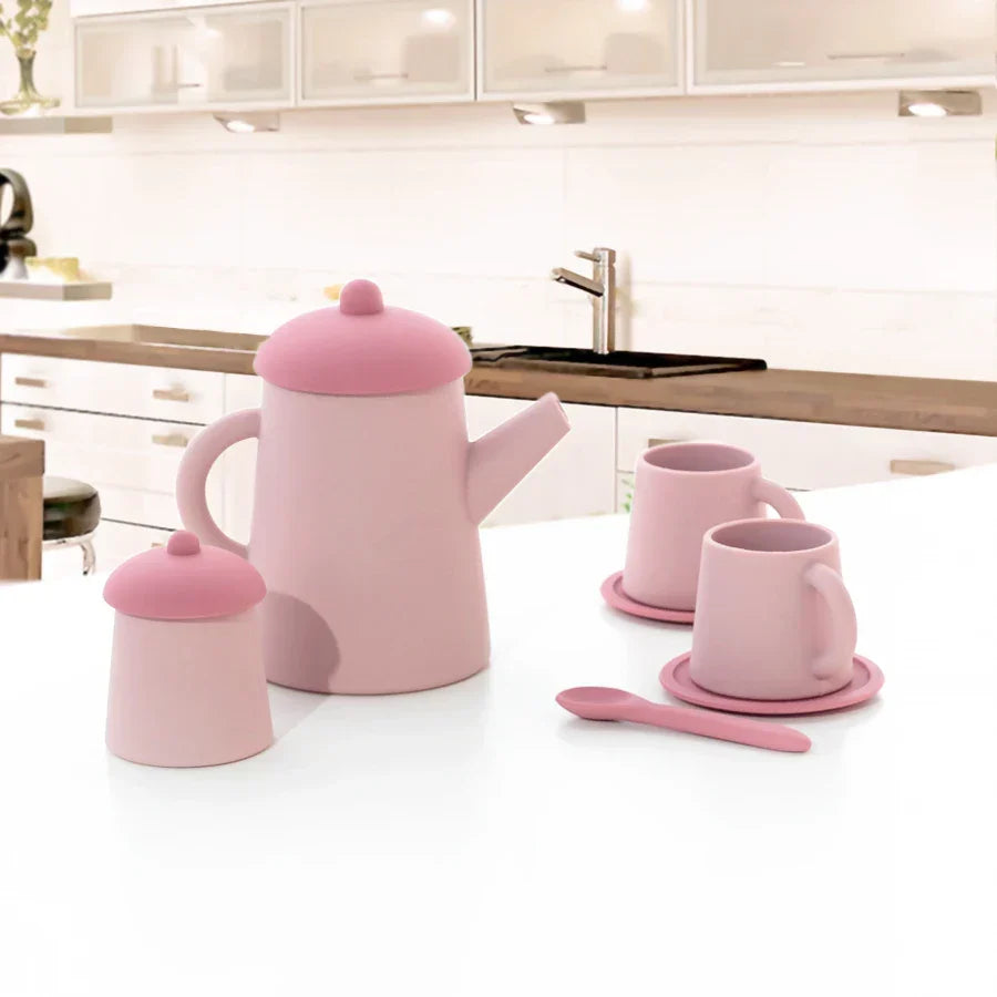 Miniature Tea Kit Plush Silicone Pretend Play Tableware Kids Toy Back To School 2025 Imaginative Play Gift
