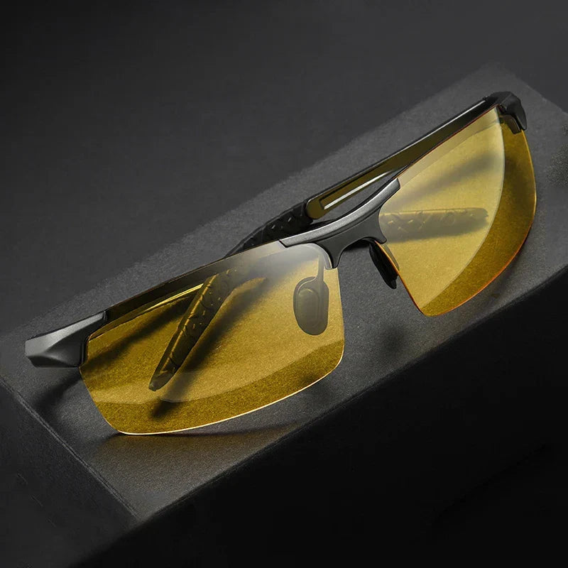 Vision Night Glasses Aluminum Alloy Frame Polarized Sunglasses Day Night Driving UV400 Yellow Lenses Fall 2025 Gift