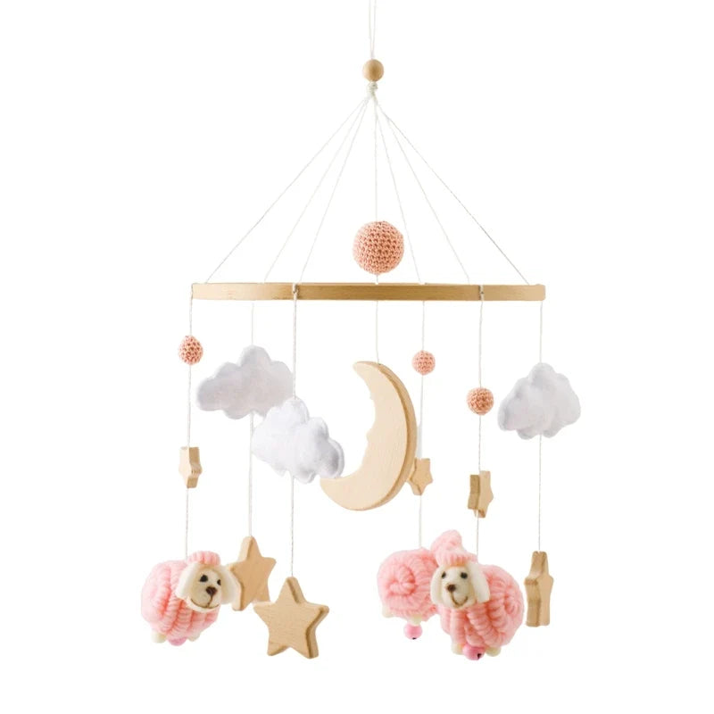 Crib Wooden Mobile Bracket Newborn Sensory Toys Soothing