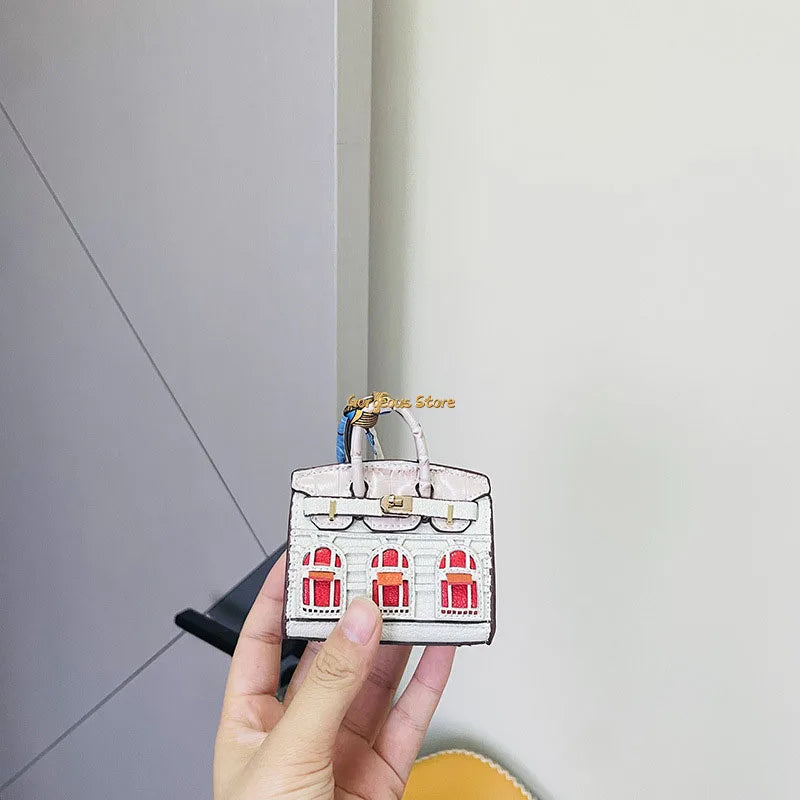 Inspired Birkin Mini Hand Bag - Platinum Bag Charm