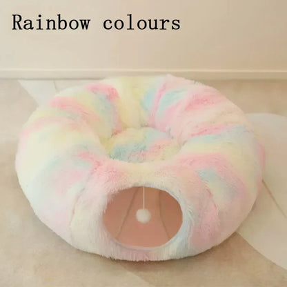Bed Cat 95 Cm 2 In 1 Round Plush Nest House Fall 2025 Cozy Removable Cover Washable Deep Sleep
