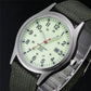 Field Quartz Watch Nylon Strap Military Style Date Luminous