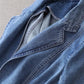 Women's Denim Blazer with Notched Lapel and Button Closure, Structured Cut for Casual and Semi-Formal Wear-4