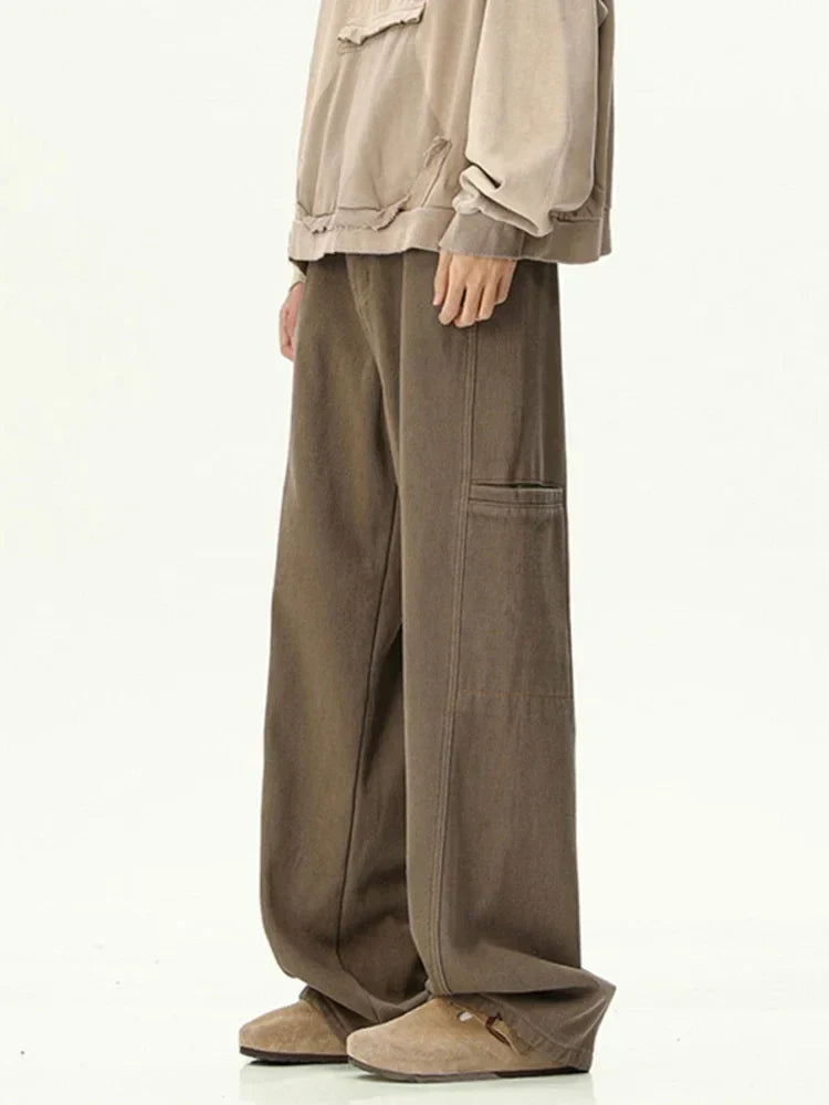 Mens Oversized Cargo Jeans - Wide Leg, Denim, Street