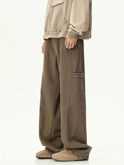 Mens Oversized Cargo Jeans - Wide Leg, Denim, Street