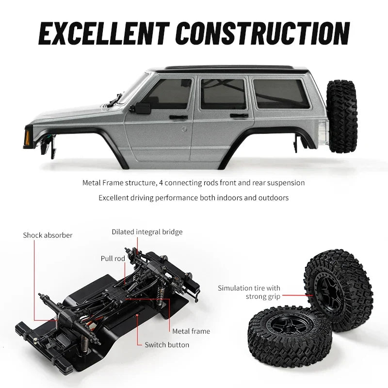 Car RC 1/18 Scale 4WD Off Road Crawler Toy Remote Control 2.4G With 40 Minute Run Time Fall 2025 Gift
