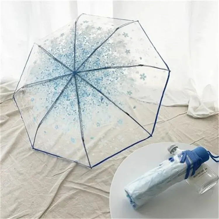 Style Korean Folding Umbrella with Cherry Blossom Design